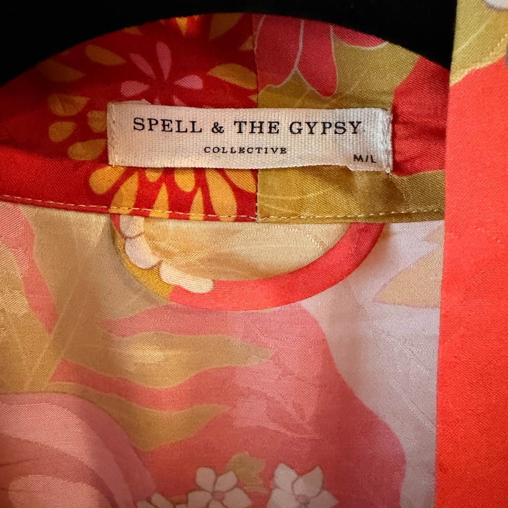Spell Red and Yellow Floral Tyler Robe / Kimono - Picture 2 of 6
